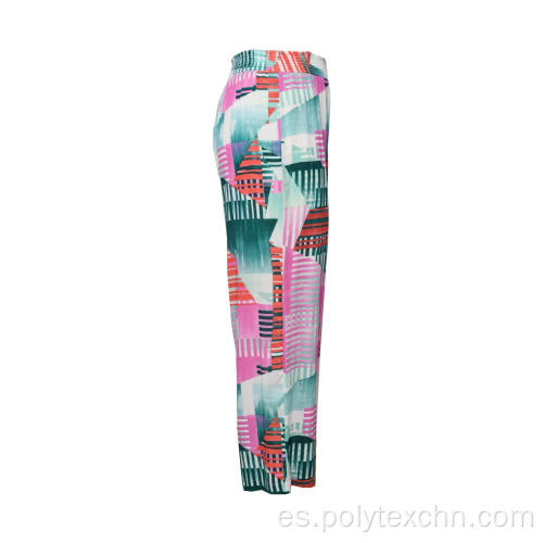 Pantalones rectos con estampado geométrico colorido popular de las mujeres